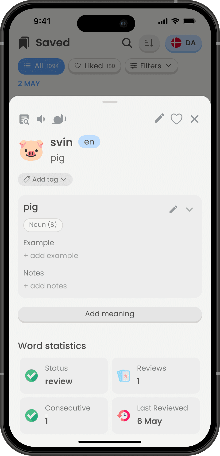 Adding grammatical and usage context to a word