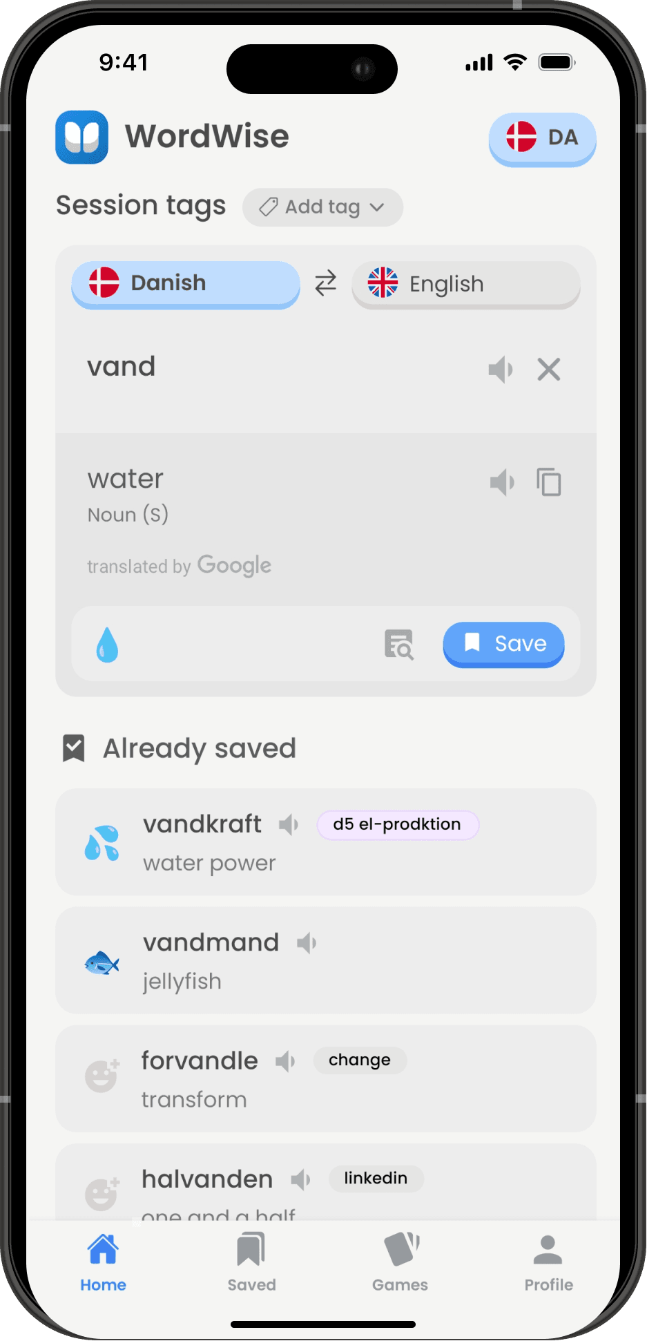 Translating a word on the fly with WordWise